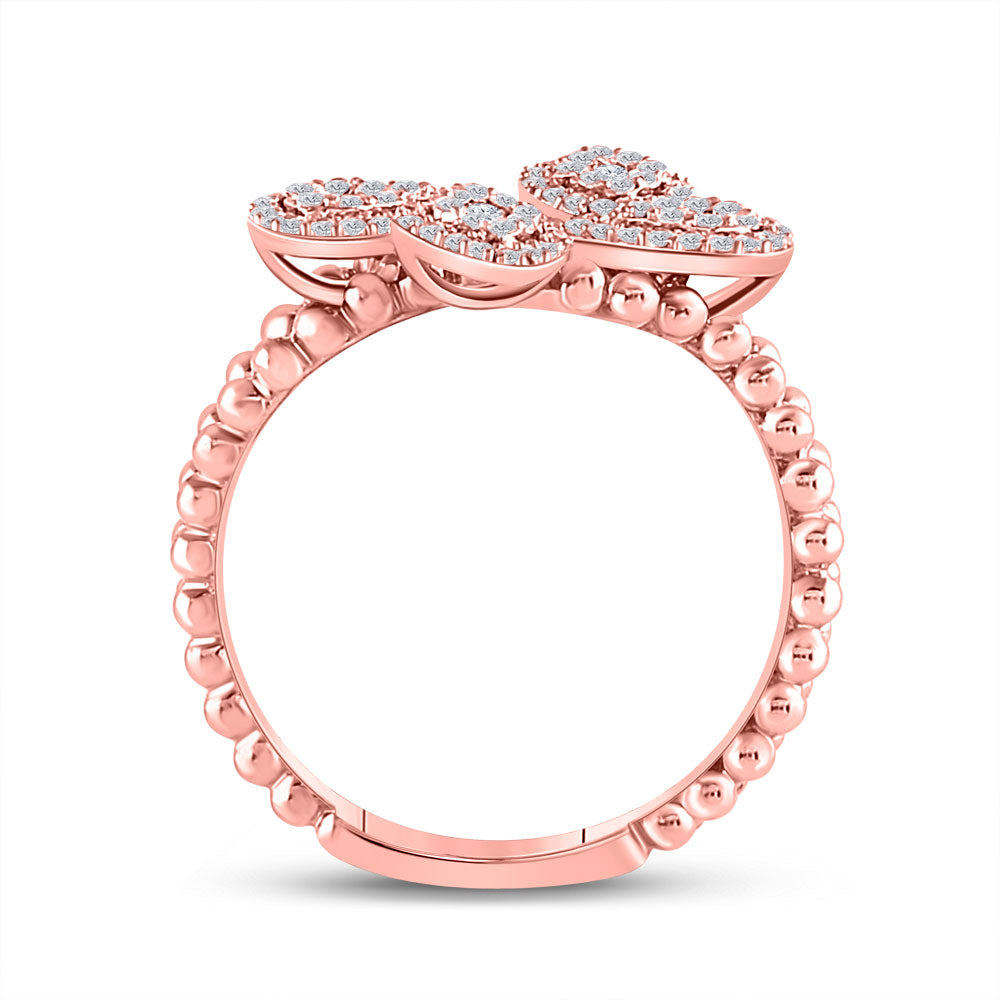 10K Rose Gold Womens Round Diamond Beaded Geometric Wrap Fashion Ring 1/3 Cttw, Womens Size: 5-10