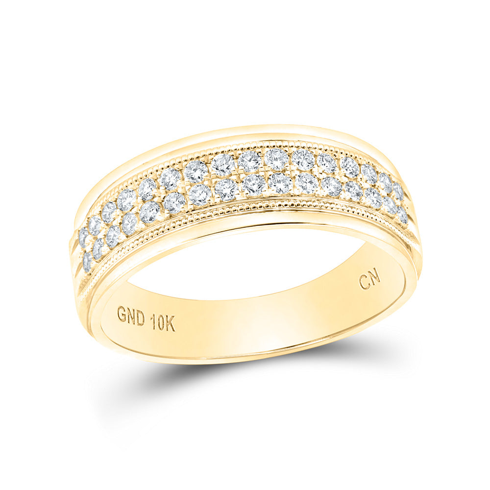 10K White Or Yellow Gold Mens Round Diamond Wedding Machine Set Band Ring , Mens Size: 7-13