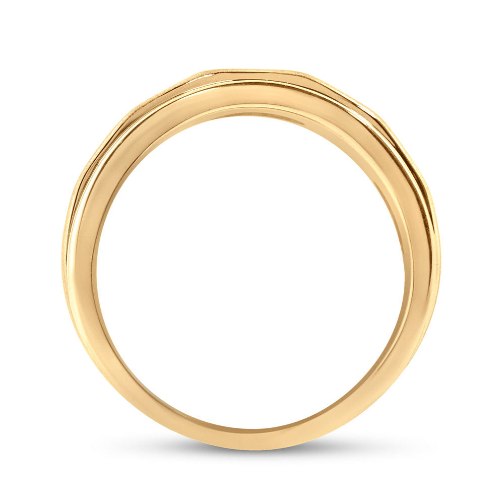 10K Yellow Gold Mens Round Diamond Wedding Double Row Band Ring 3/4 Cttw, Mens Size: 7-13