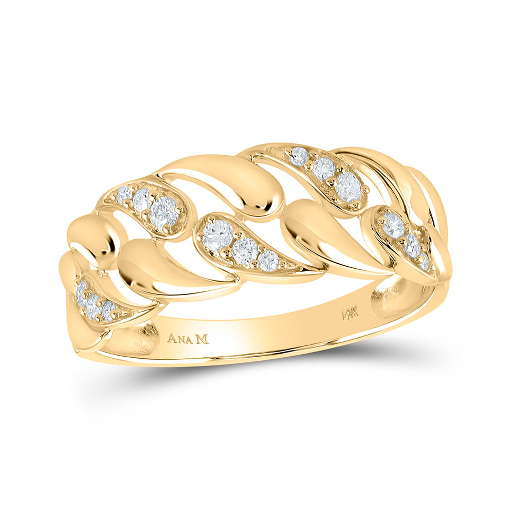 14K Yellow Gold Womens Round Diamond Band Ring 1/6 Cttw, Womens Size: 5-10