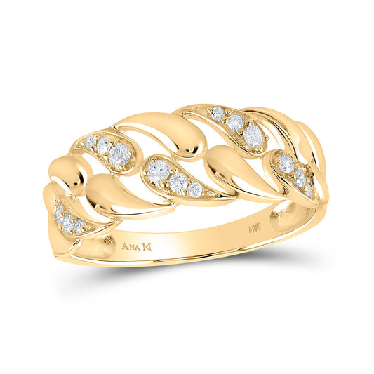 14K Yellow Gold Womens Round Diamond Band Ring 1/6 Cttw, Womens Size: 5-10