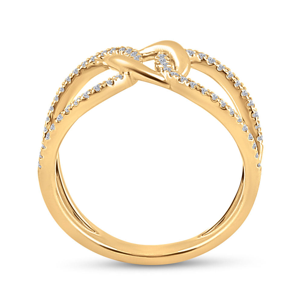 14K Yellow Gold Womens Round Diamond Negative Space Link Fashion Ring 1/6 Cttw, Womens Size: 5-10
