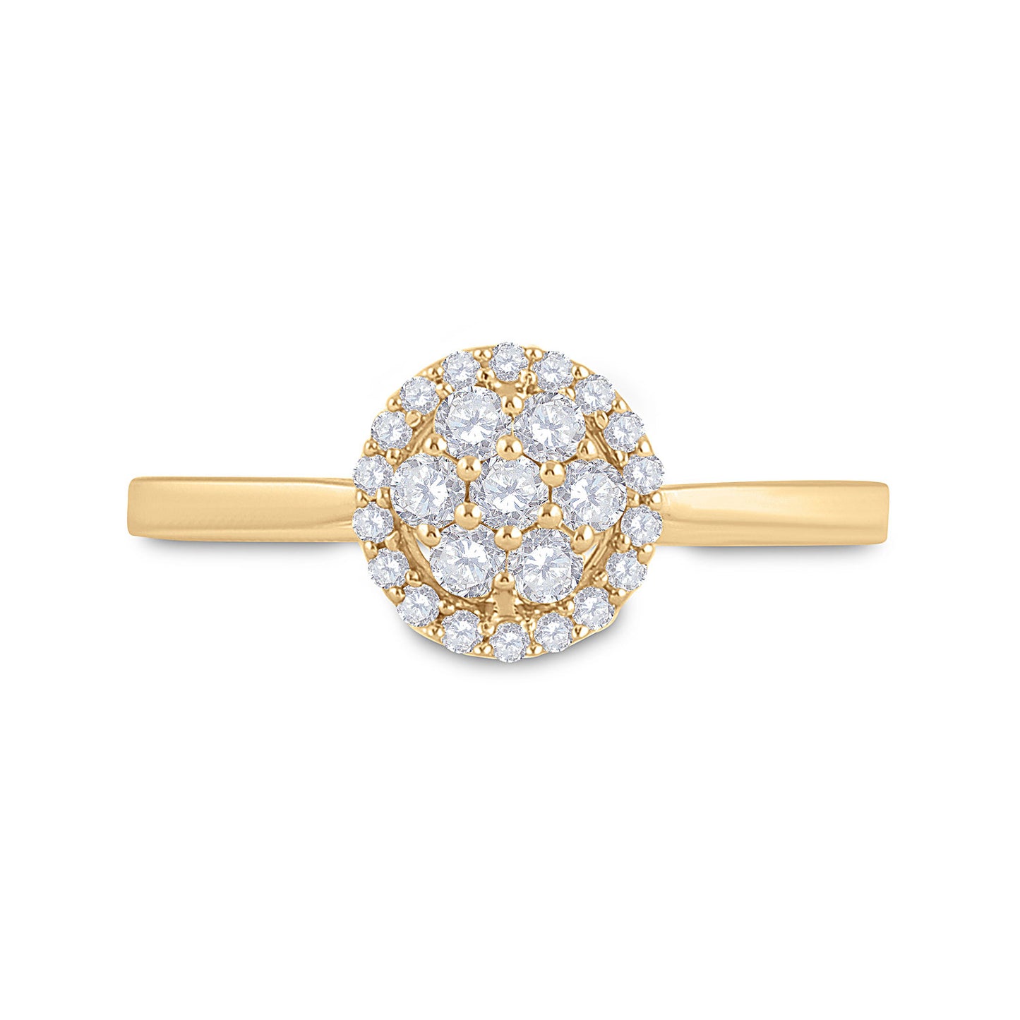 14K Yellow Gold Womens Round Diamond Halo Flower Cluster Ring 1/3 Cttw, Womens Size: 5-10