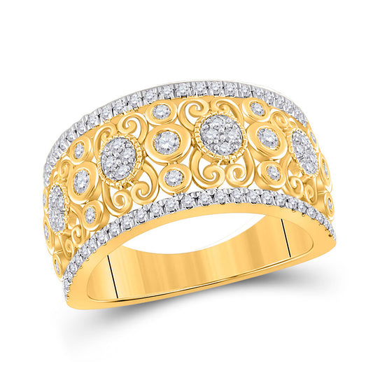 14K Yellow Gold Womens Round Diamond Band Ring 5/8 Cttw, Womens Size: 5-10