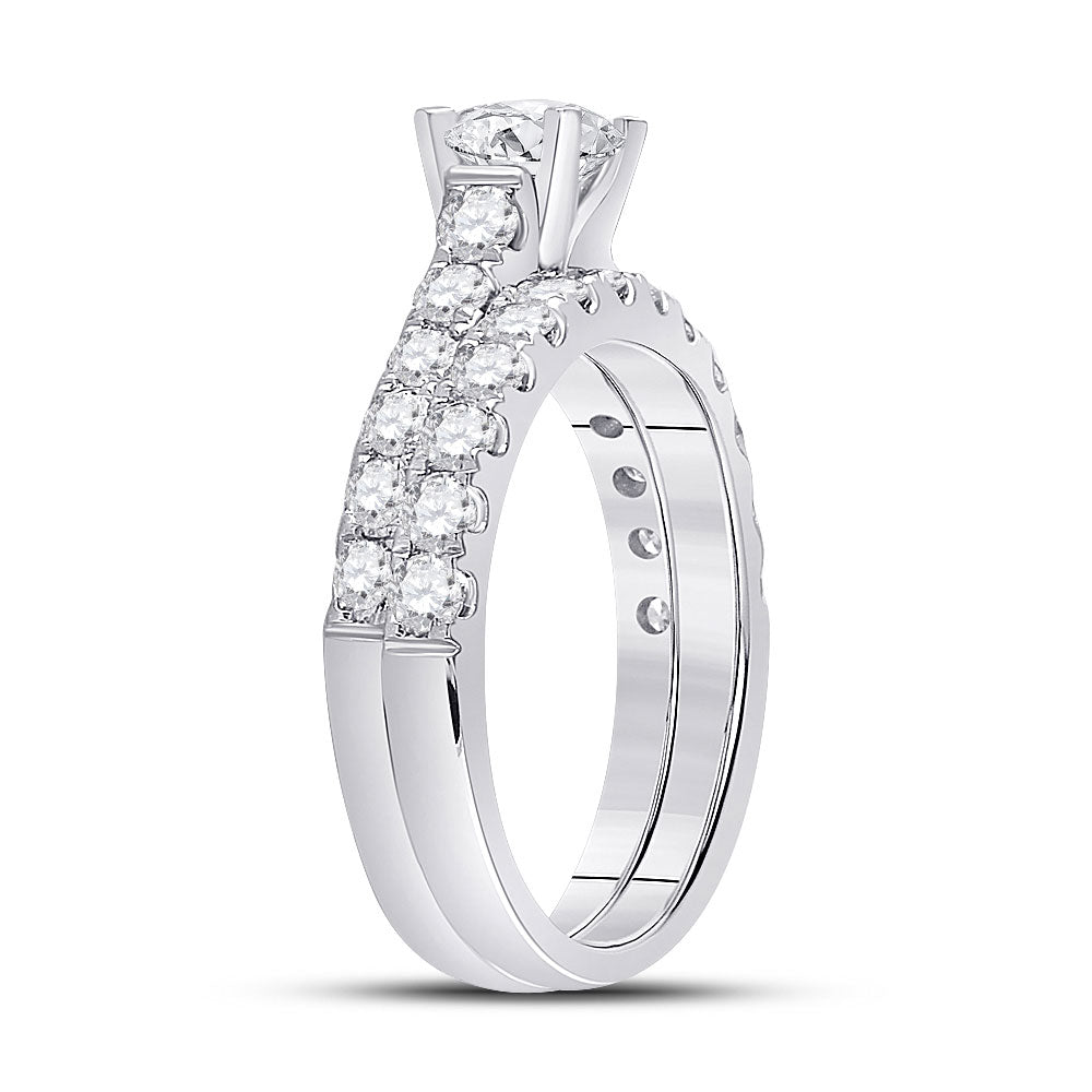 14K White Gold Round Diamond Bridal Wedding Ring Band Set 2 Cttw, Womens Size: 5-10
