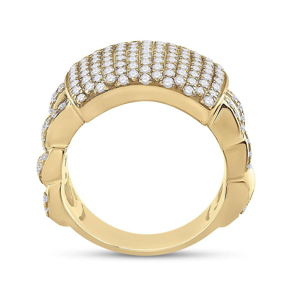 10K Yellow Gold Mens Round Diamond Statement Fashion Ring 2 Cttw, Mens Size: 7-13