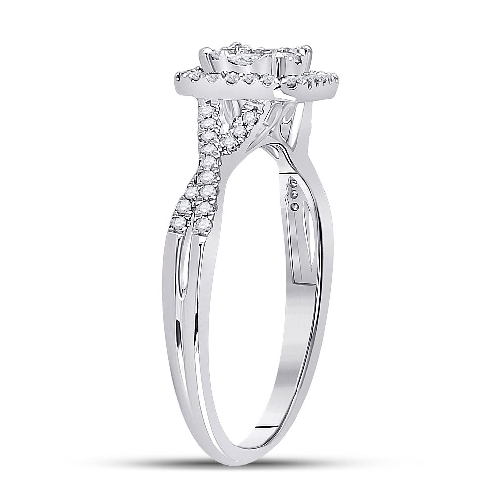 10K White Gold Womens Round Diamond Square Cluster Ring 1/2 Cttw, Womens Size: 5-10