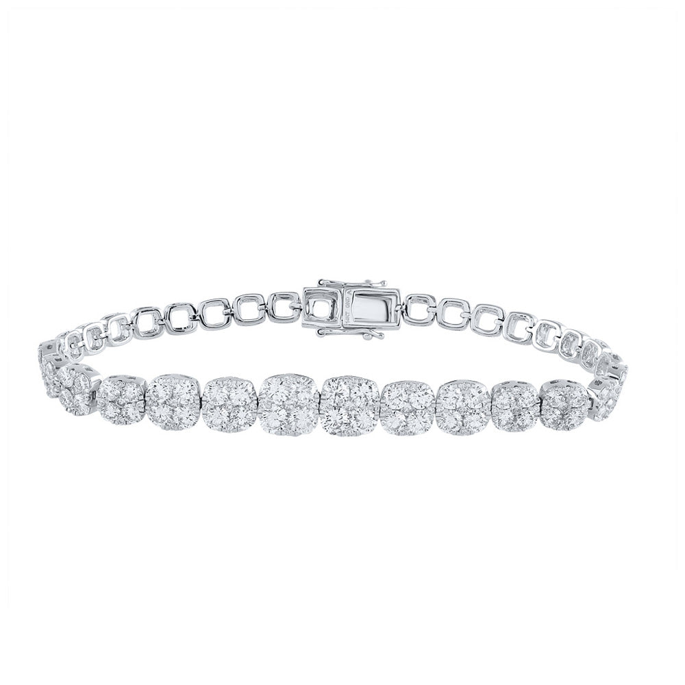 14K White Gold Womens Round Diamond Tennis Bracelet 7 Cttw