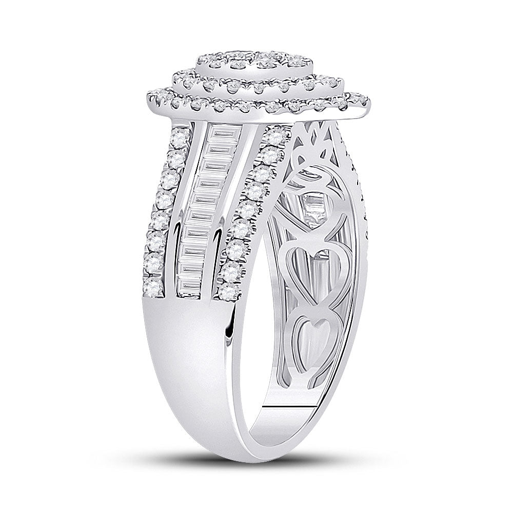 14K White Gold Womens Round Diamond Pear-Shape Cluster Ring 1-1/5 Cttw, Womens Size: 5-10