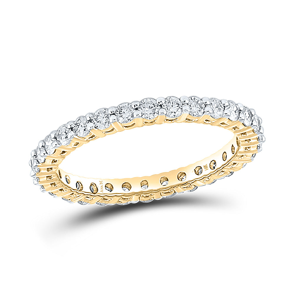 14K Yellow Gold Womens Round Diamond Eternity Wedding Band 1 Cttw, Womens Size: 5-10