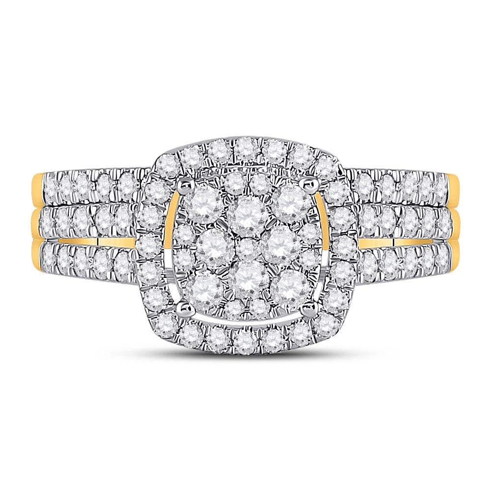 10K Yellow Gold Round Diamond Bridal Wedding Ring Band Set 1 Cttw, Womens Size: 5-10