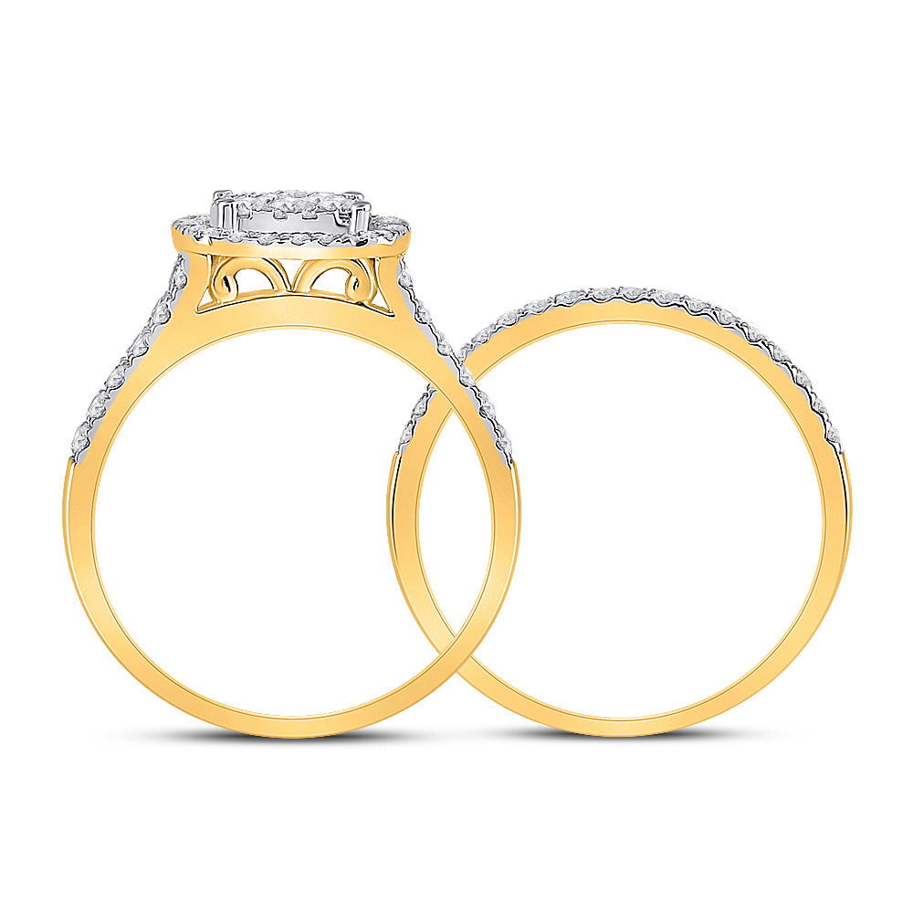 10K Yellow Gold Round Diamond Bridal Wedding Ring Band Set 1 Cttw, Womens Size: 5-10