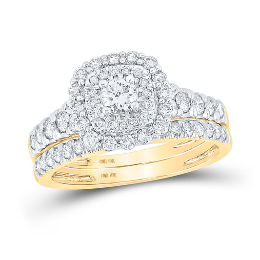 10K Yellow Gold Round Diamond Bridal Wedding Ring Band Set 1 Cttw, Womens Size: 5-10