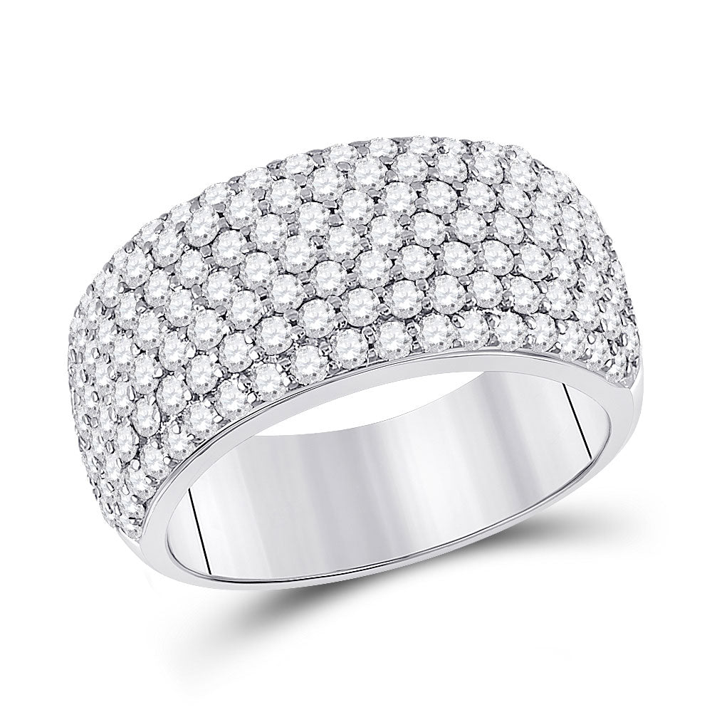 14K White Gold Womens Round Diamond Pave Anniversary Ring 1-7/8 Cttw, Womens Size: 5-10
