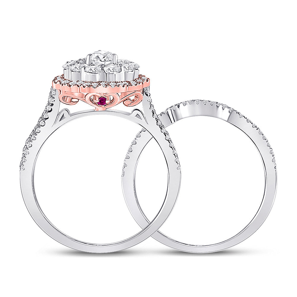 14K Two-tone Gold Pear Diamond Solitaire Bridal Wedding Engagement Ring 1-1/3 Cttw, Womens Size: 5-10
