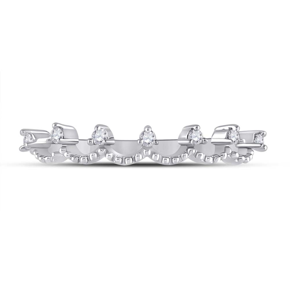 10K White Gold Womens Round Diamond Band Ring 1/12 Cttw, Womens Size: 5-10
