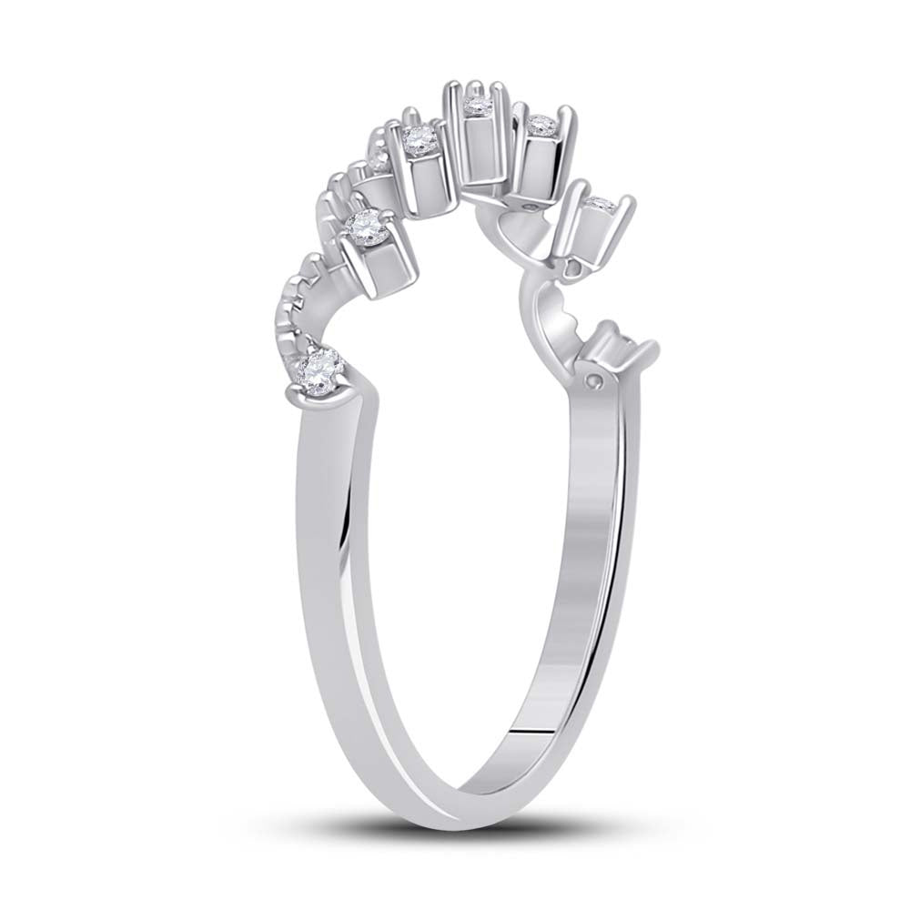 10K White Gold Womens Round Diamond Band Ring 1/12 Cttw, Womens Size: 5-10