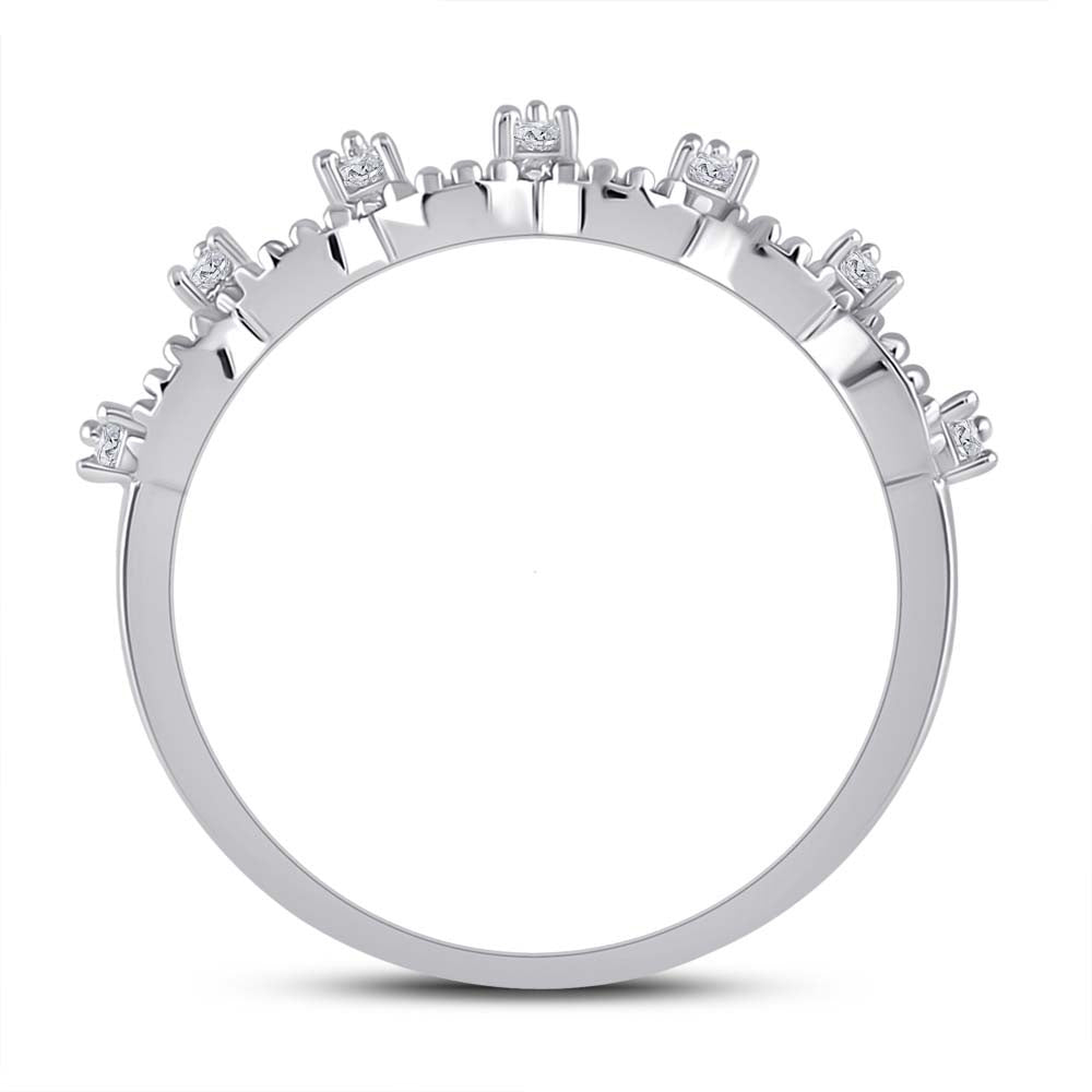 10K White Gold Womens Round Diamond Band Ring 1/12 Cttw, Womens Size: 5-10