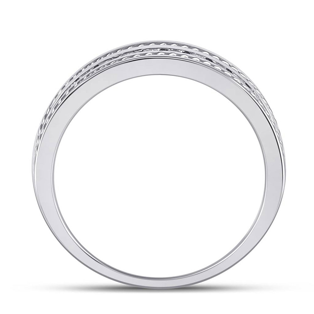 14K White Gold Mens Round Diamond Wedding Band Ring 1/2 Cttw, Mens Size: 7-13