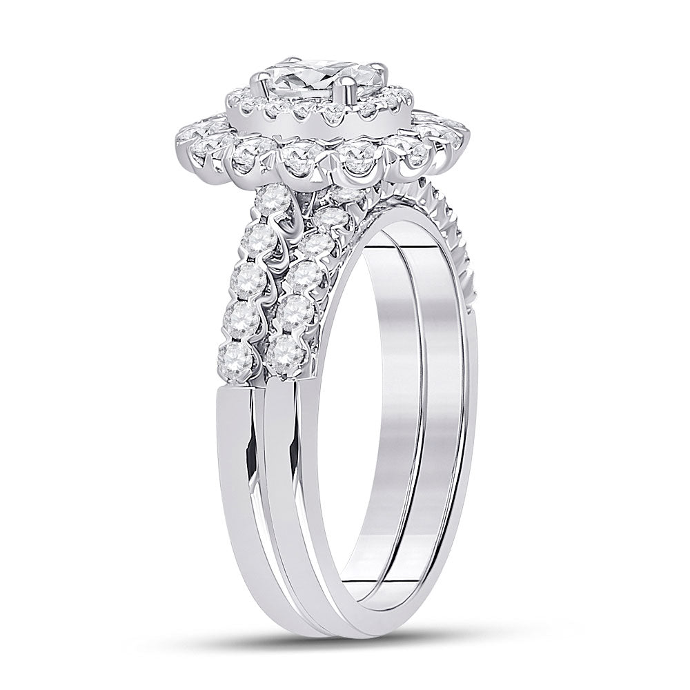14K White Gold Oval Diamond Bridal Wedding Ring Band Set 1-5/8 Cttw, Womens Size: 5-10