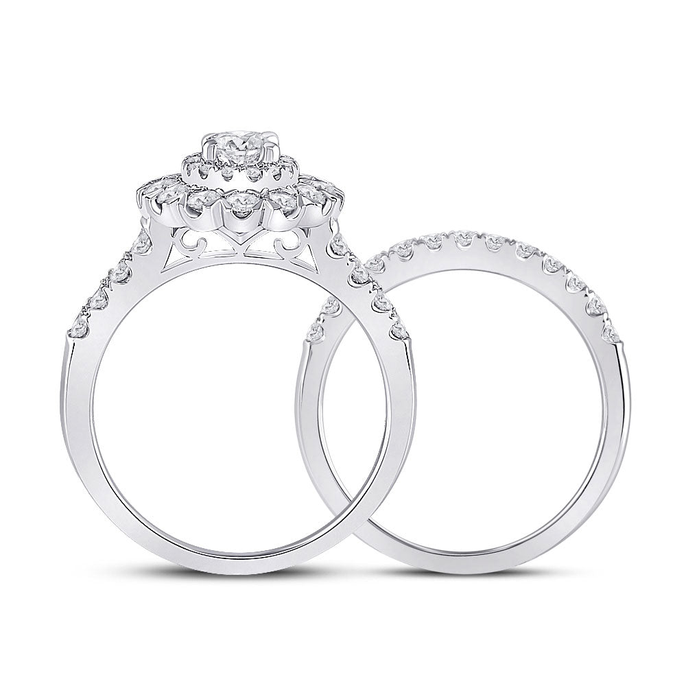 14K White Gold Oval Diamond Bridal Wedding Ring Band Set 1-7/8 Cttw, Womens Size: 5-10