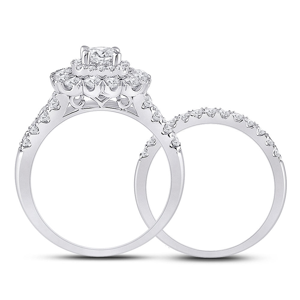14K White Gold Cushion Diamond Bridal Wedding Ring Band Set 1-7/8 Cttw, Womens Size: 5-10