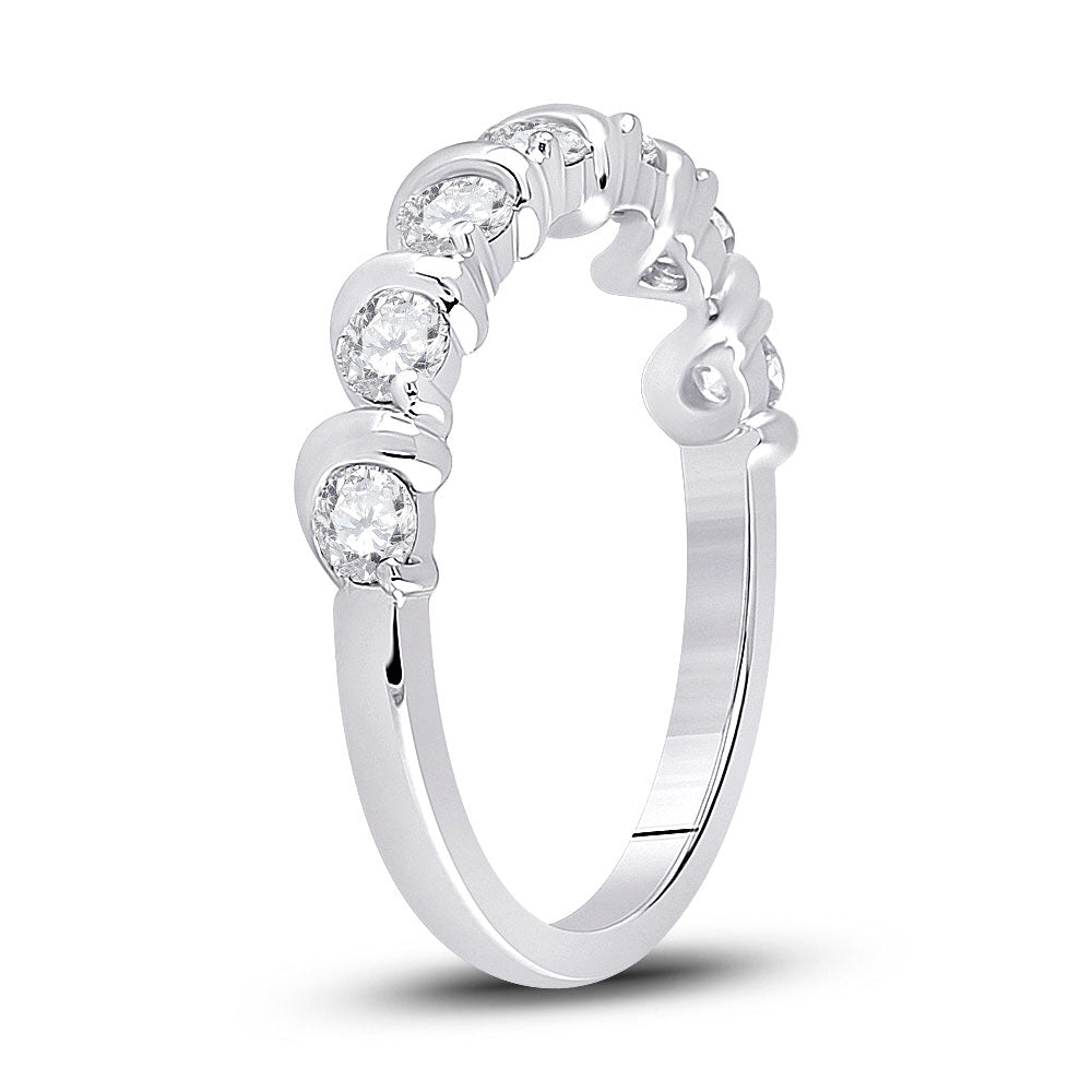 14K White Gold Womens Round Diamond Band Ring 3/4 Cttw, Womens Size: 5-10