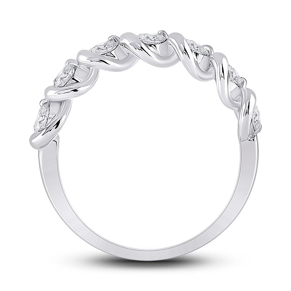 14K White Gold Womens Round Diamond Band Ring 3/4 Cttw, Womens Size: 5-10