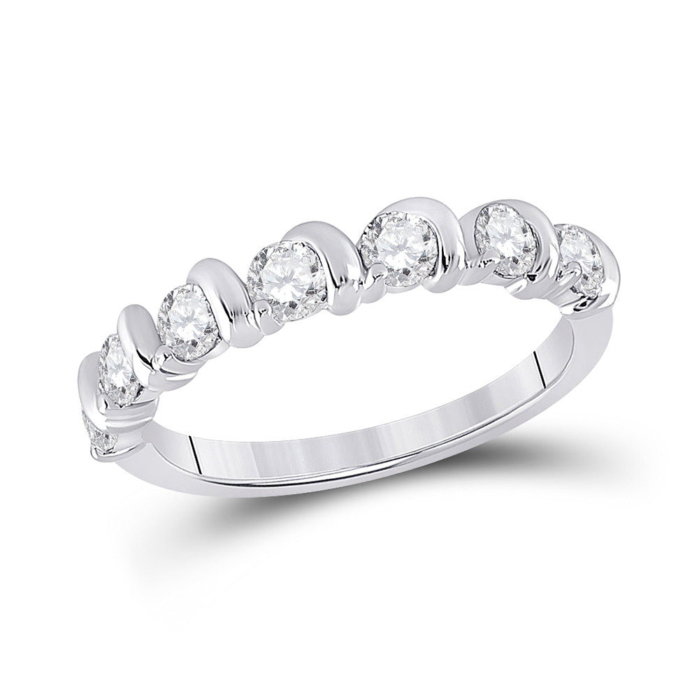 14K White Gold Womens Round Diamond Band Ring 3/4 Cttw, Womens Size: 5-10