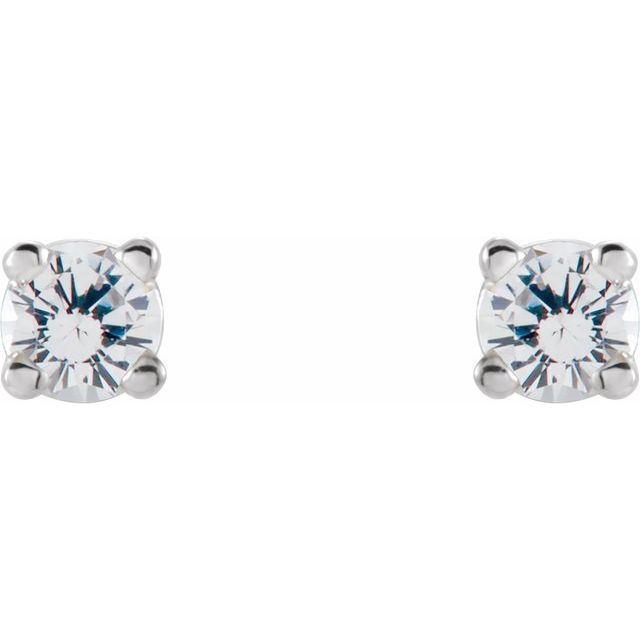 14K Yellow Or White Or Rose Gold Or Sterling Silver Or Platinum Round Friction 4-Prong Natural Gemstone Stud Earrings