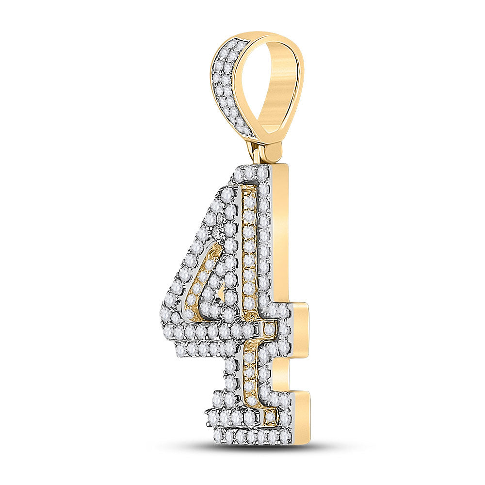 10K Yellow Gold Mens Round Diamond Number Charm Pendant