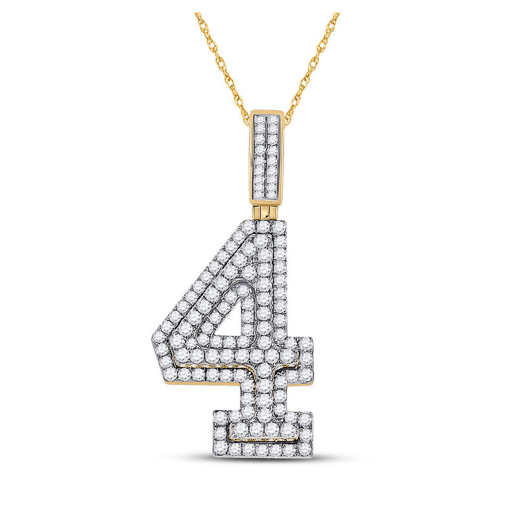 10K Yellow Gold Mens Round Diamond Number Charm Pendant