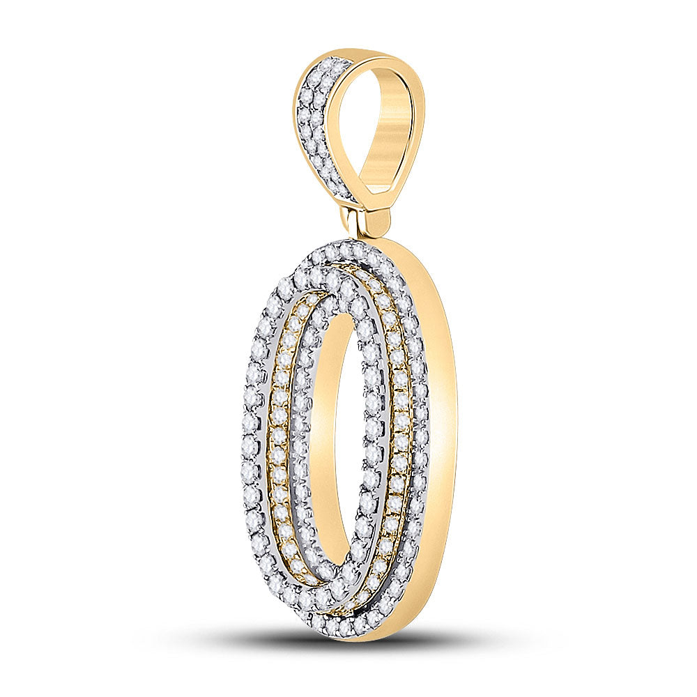 10K Yellow Gold Mens Round Diamond Number Charm Pendant