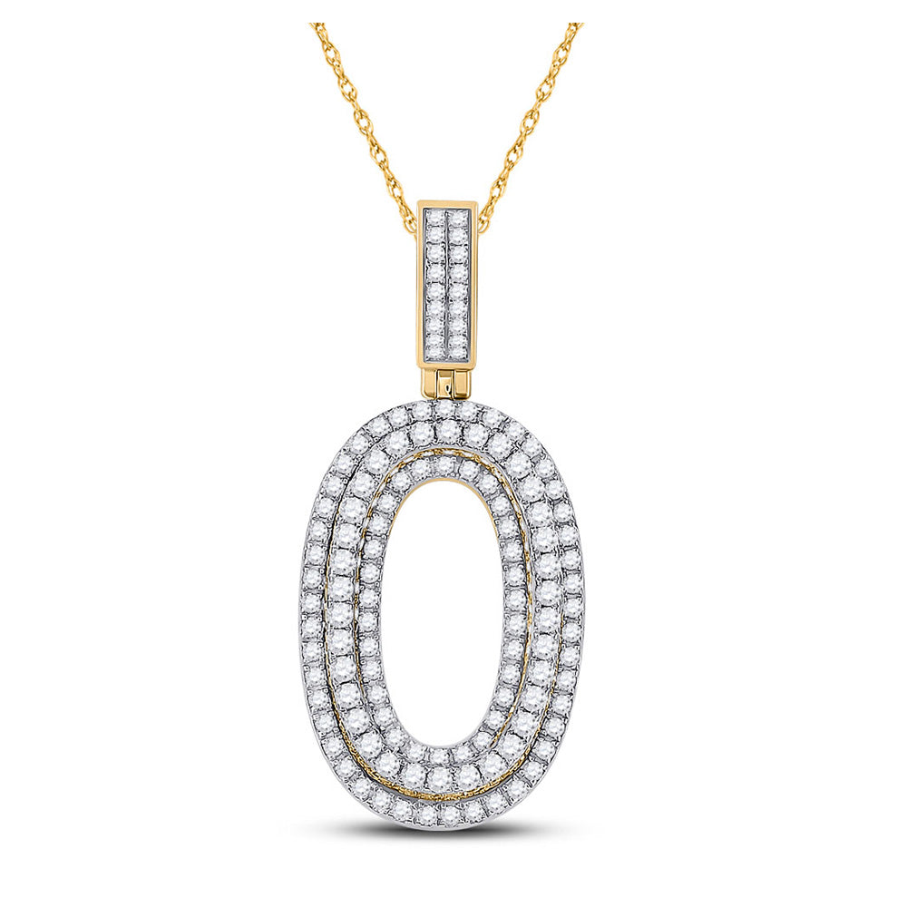 10K Yellow Gold Mens Round Diamond Number Charm Pendant