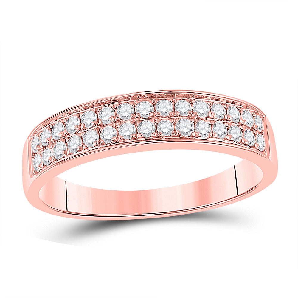 14K Rose Gold His Hers Round Diamond Cluster Matching Wedding Set 1-3/4 Cttw, Womens Size: 5-10, Mens Size: 7-13