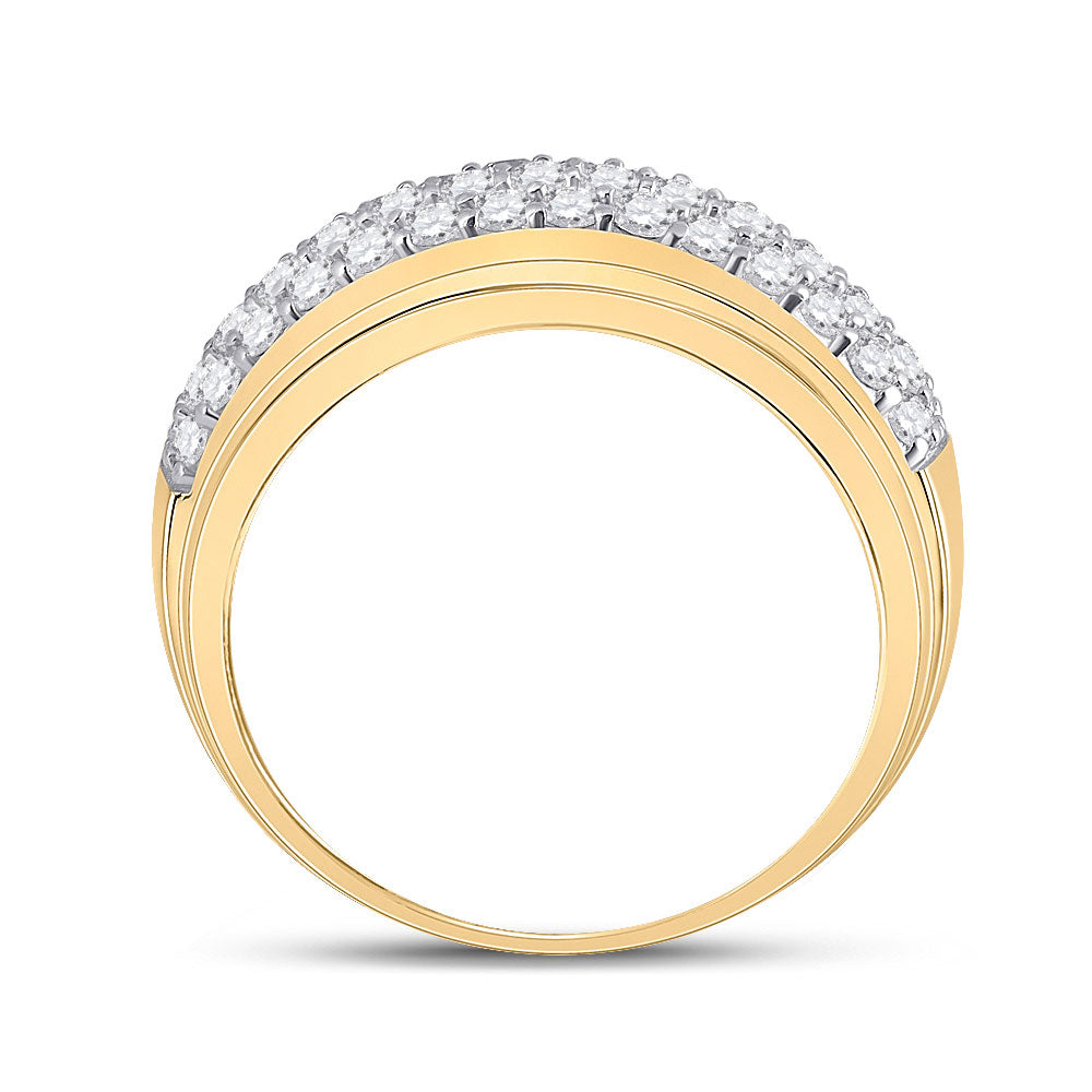 14K Yellow Or White Gold Mens Round Diamond Pave Band Ring 1-1/2 Cttw, Mens Size: 7-13