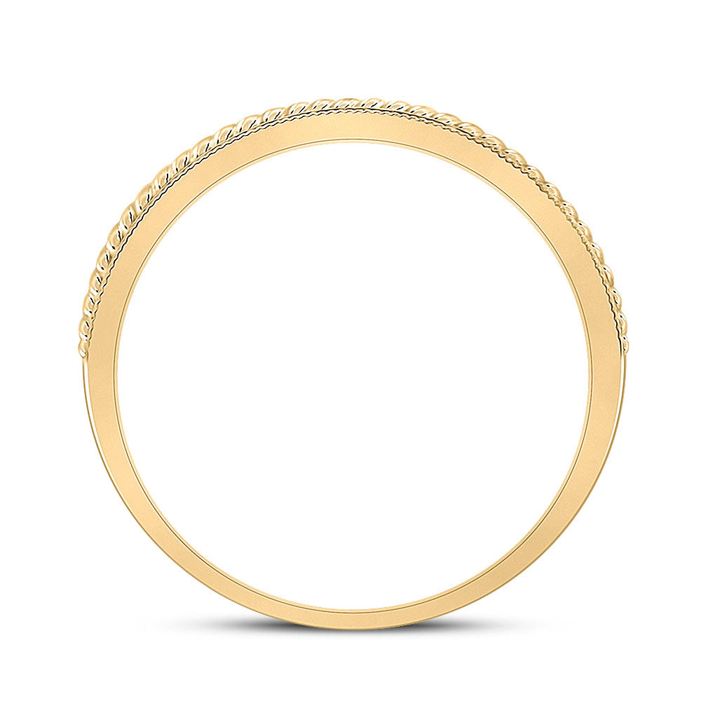 14K Yellow Gold Mens Round Diamond Wedding Rope Inlay Band Ring 1/3 Cttw, Mens Size: 7-13