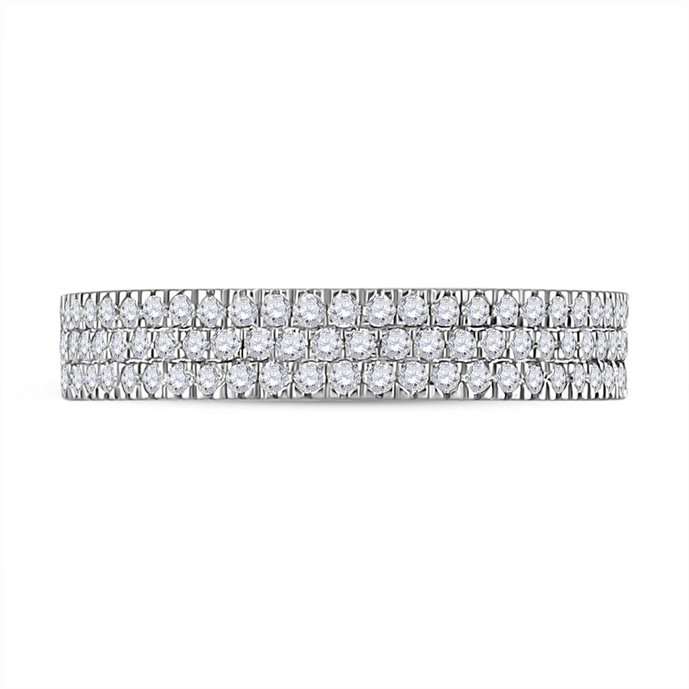 10K White Gold Womens Round Diamond Pave Band Ring 1/2 Cttw, Womens Size: 5-10