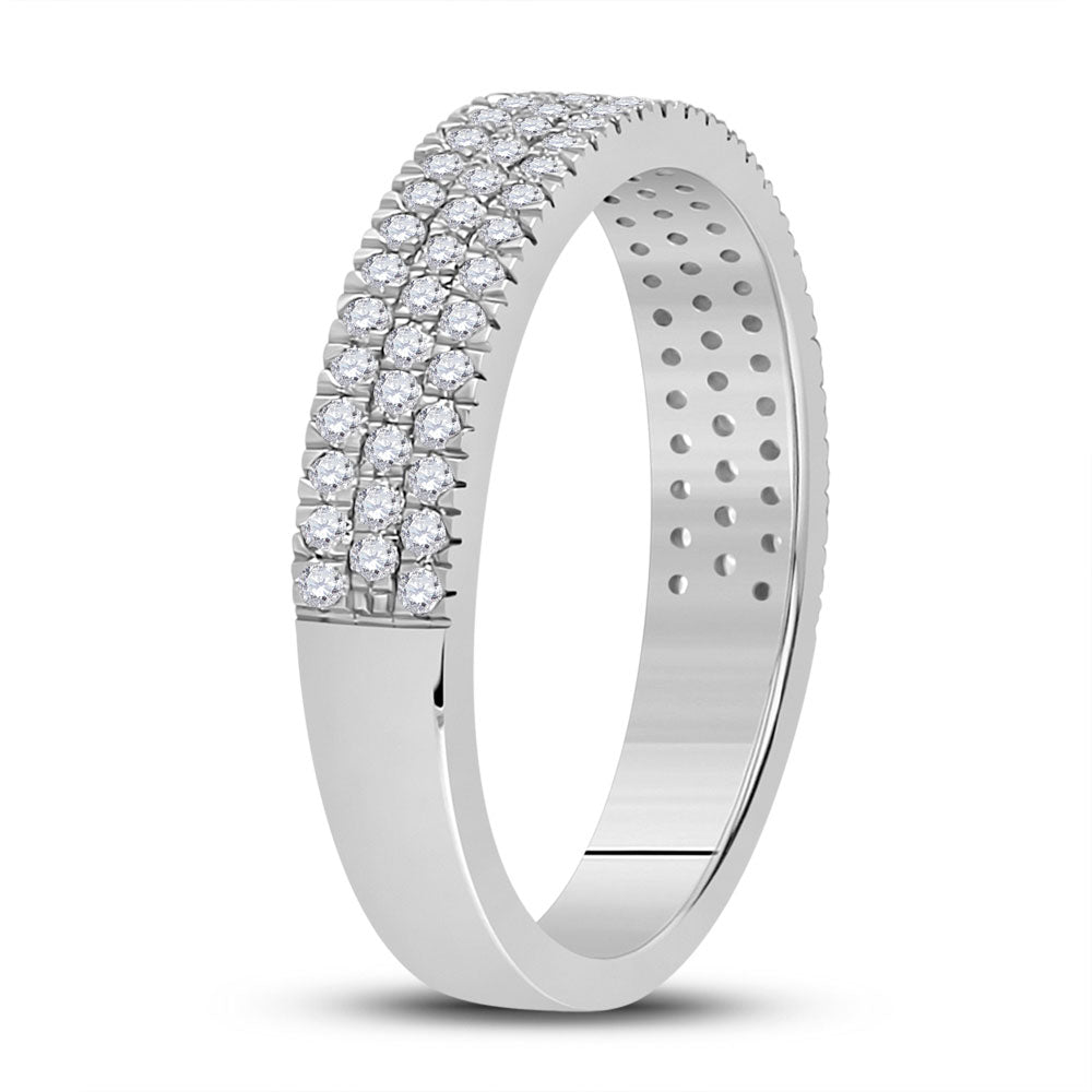 10K White Gold Womens Round Diamond Pave Band Ring 1/2 Cttw, Womens Size: 5-10