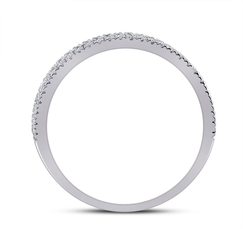 10K White Gold Womens Round Diamond Pave Band Ring 1/2 Cttw, Womens Size: 5-10
