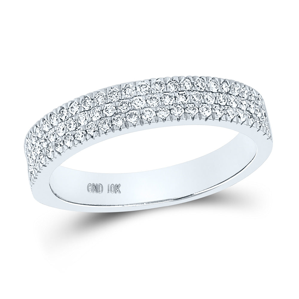 10K White Gold Womens Round Diamond Pave Band Ring 1/2 Cttw, Womens Size: 5-10