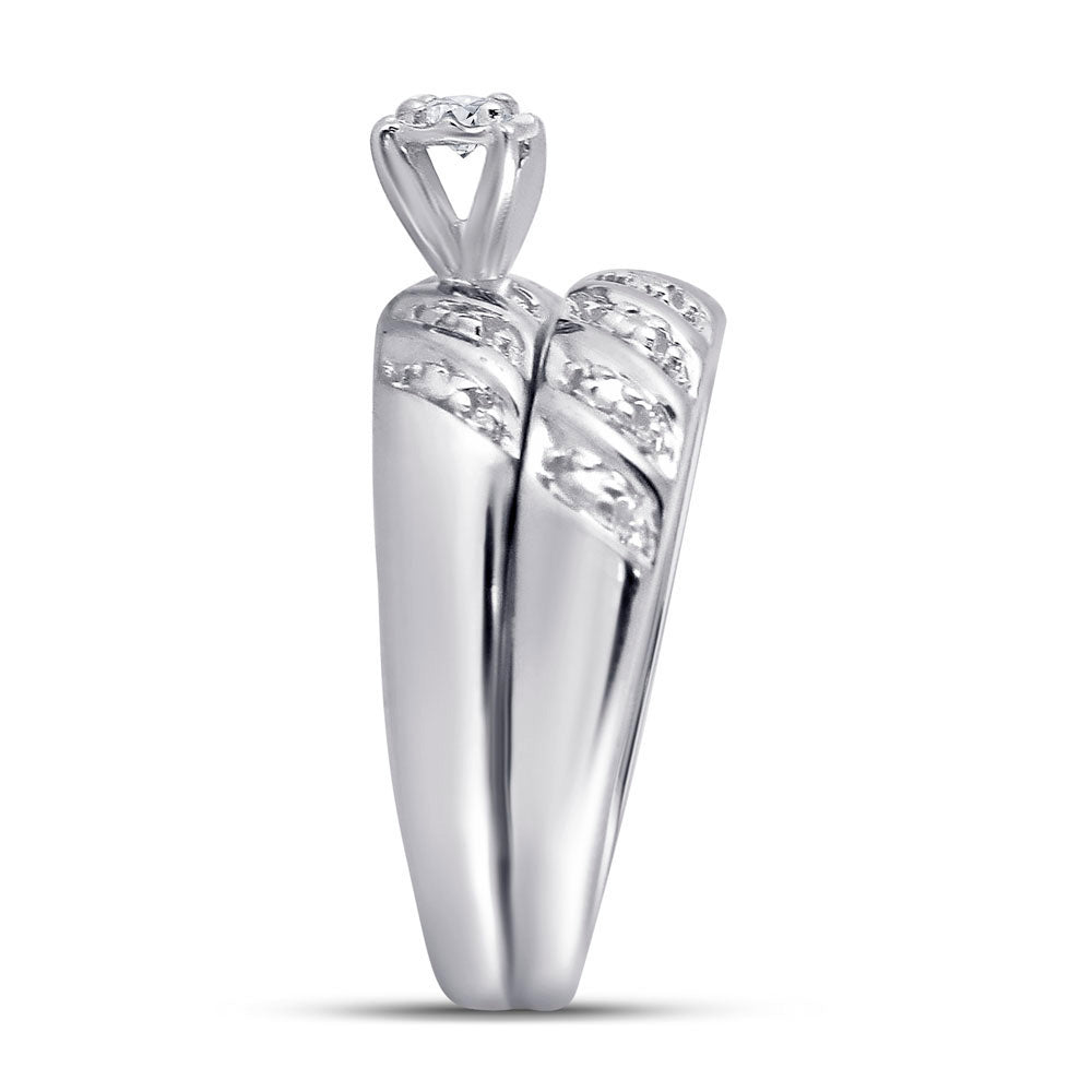 10K White Or Yellow Gold His Hers Round Diamond Solitaire Matching Wedding Set , Womens Size: 5-10, Mens Size: 7-13