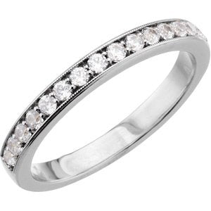 14K White Gold Square 4.5 X 4.5 Mm Si2-Si3, Gh :: 1/4 Ctw Polished 1/4 Ctw Natural Diamond Band Size 7
