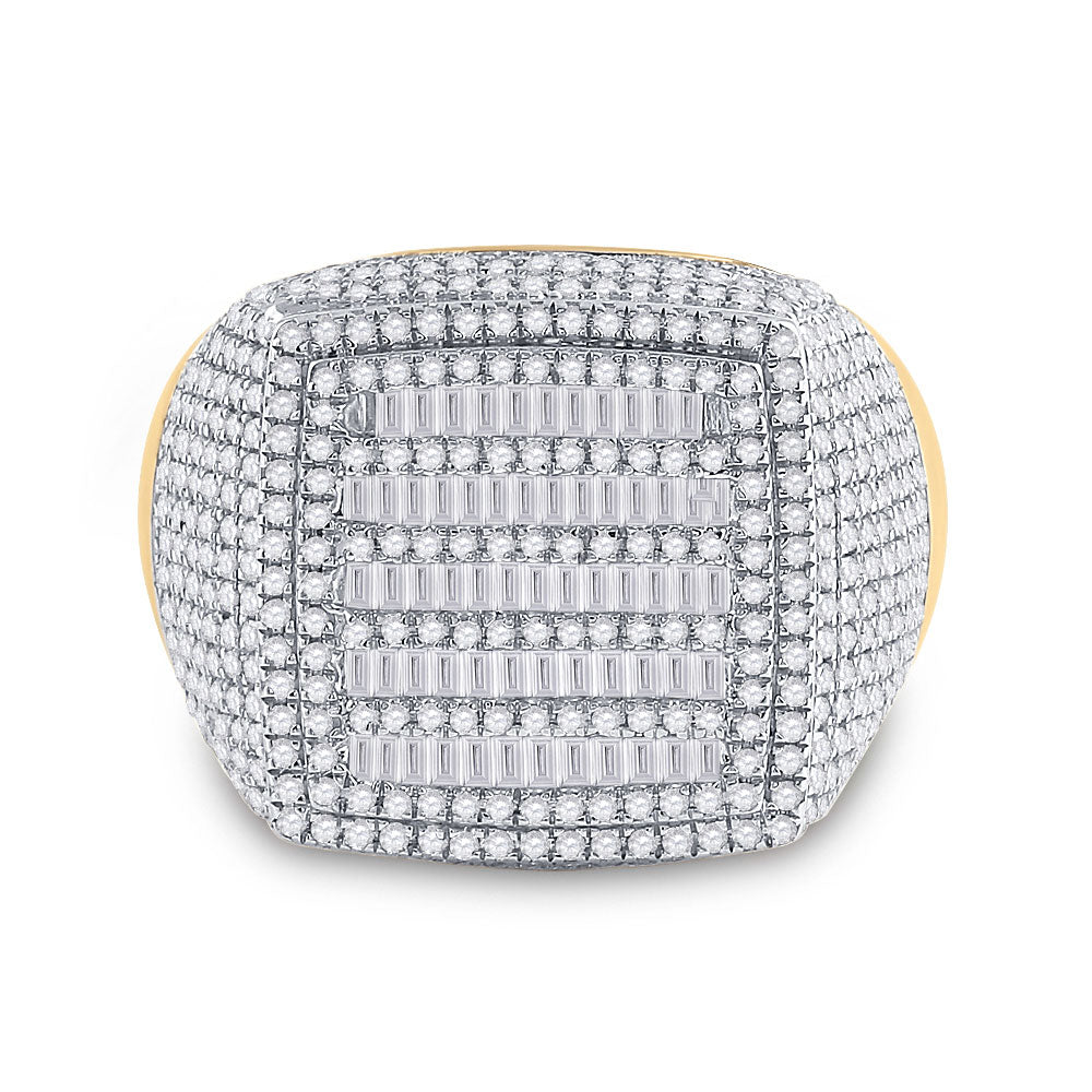 10K Yellow Gold Mens Baguette Diamond Square Ring 2 Cttw, Mens Size: 7-13