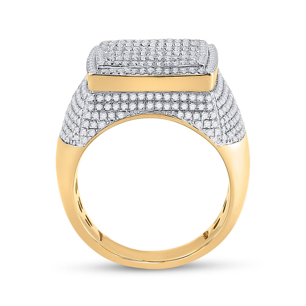 10K Yellow Gold Mens Baguette Diamond Square Ring 2 Cttw, Mens Size: 7-13