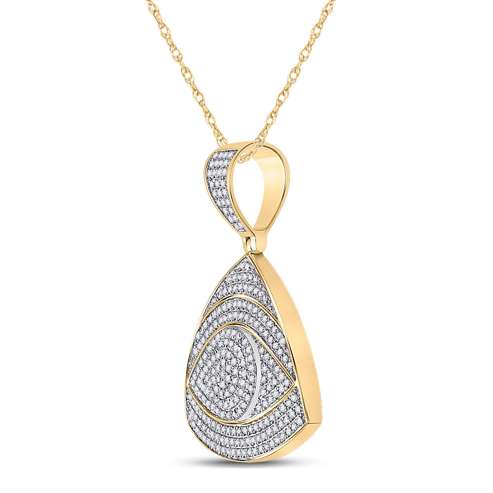 10K Yellow Gold Mens Round Diamond All-Seeing Eye Triangle Charm Pendant 3/4 Cttw