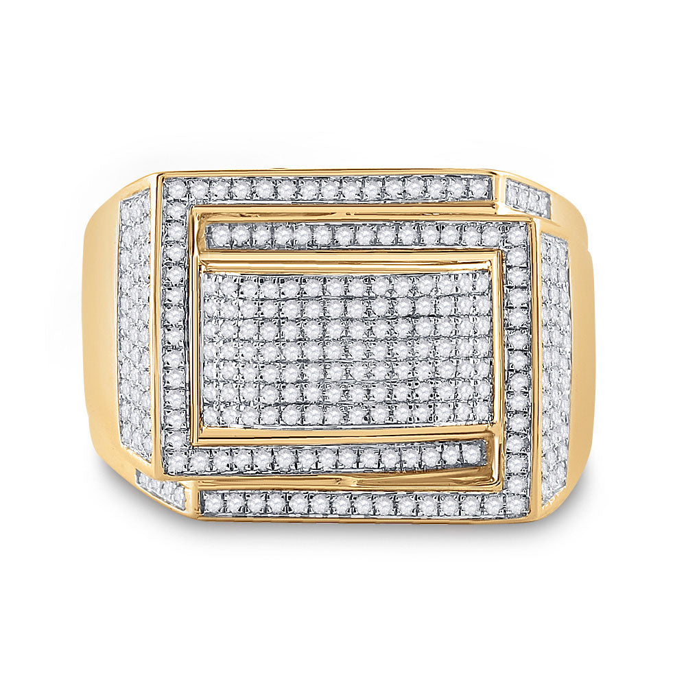 10K Yellow Gold Mens Round Diamond Domed Fashion Ring 3/4 Cttw, Mens Size: 7-13