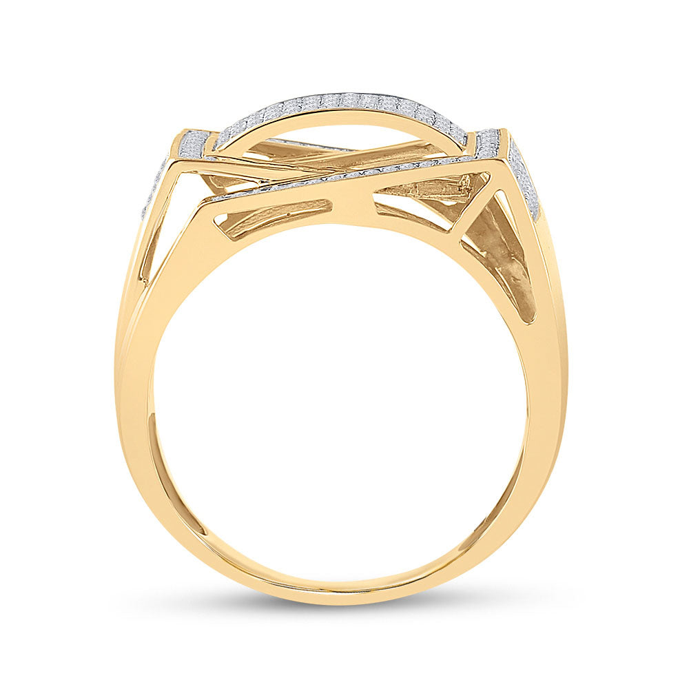 10K Yellow Gold Mens Round Diamond Domed Fashion Ring 3/4 Cttw, Mens Size: 7-13