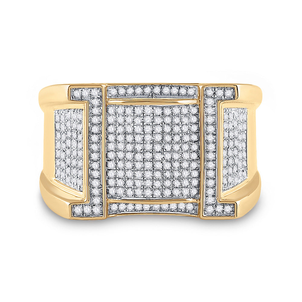 10K Yellow Gold Mens Round Diamond Band Ring 5/8 Cttw, Mens Size: 7-13