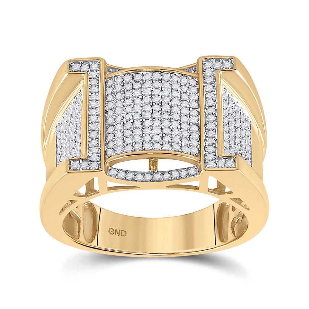 10K Yellow Gold Mens Round Diamond Band Ring 5/8 Cttw, Mens Size: 7-13